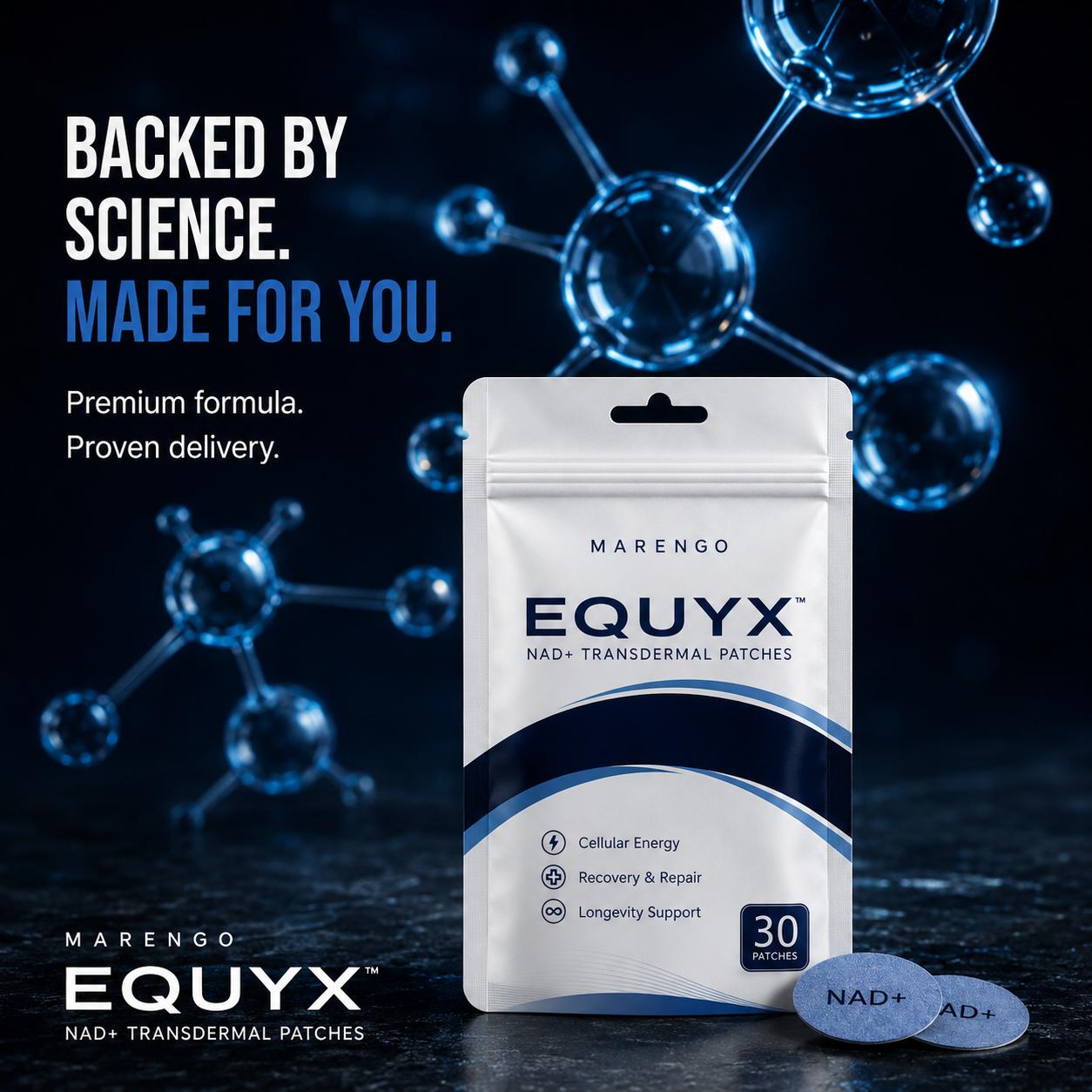 Marengo Equyx science-backed NAD+ transdermal patch package